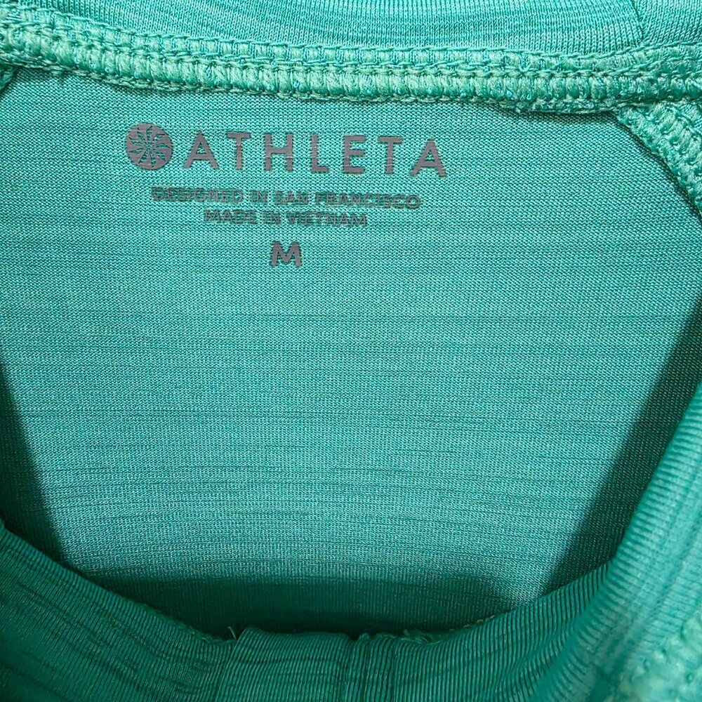 Athleta Ruched Zip Up Jacket Women’s M Green Hooded Long Sleeve Activewear - Picture 3 of 12